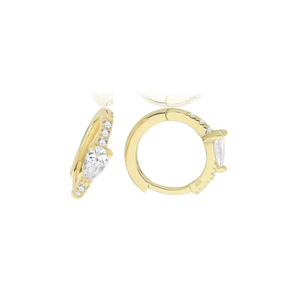 9ct Yellow Gold 7 Stone Hoop Earrings British Made 375 Hallmark Brand New Boxed