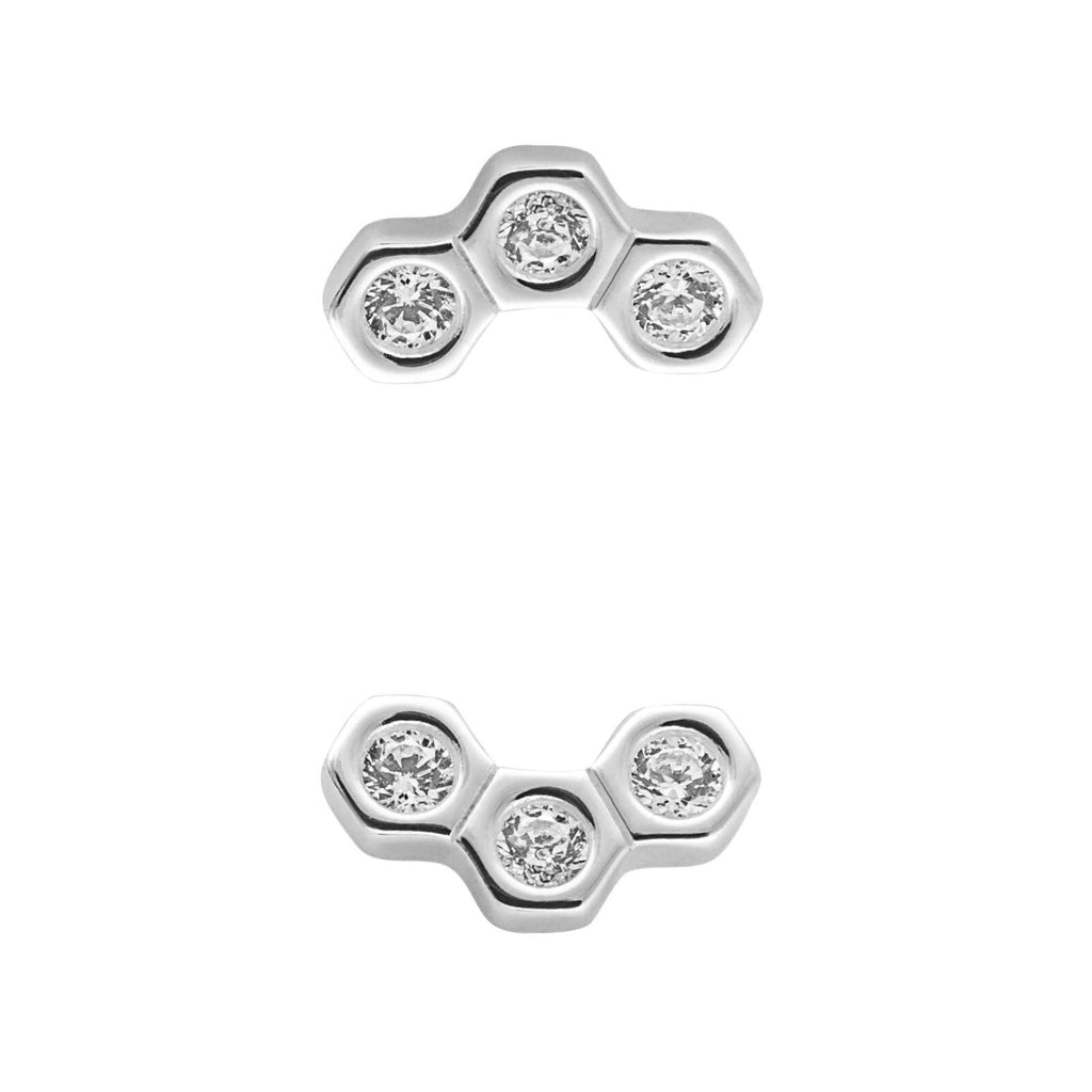 Honeycomb Stud Earrings Sterling Silver 925 Hallmarked Brand New Boxed