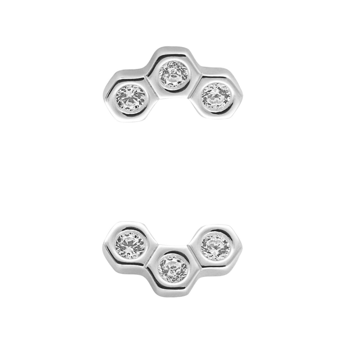 Honeycomb Stud Earrings Sterling Silver 925 Hallmarked Brand New Boxed