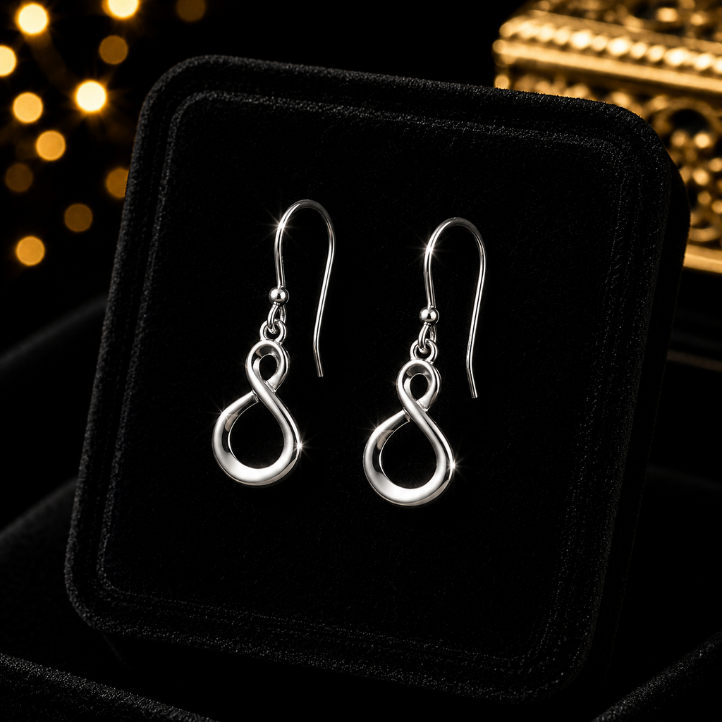Infinity Drop Earrings Solid Sterling Silver 925 Hallmarked Brand New Boxed