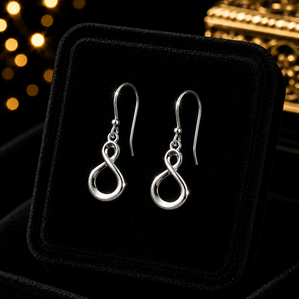 Infinity Drop Earrings Solid Sterling Silver 925 Hallmarked Brand New Boxed