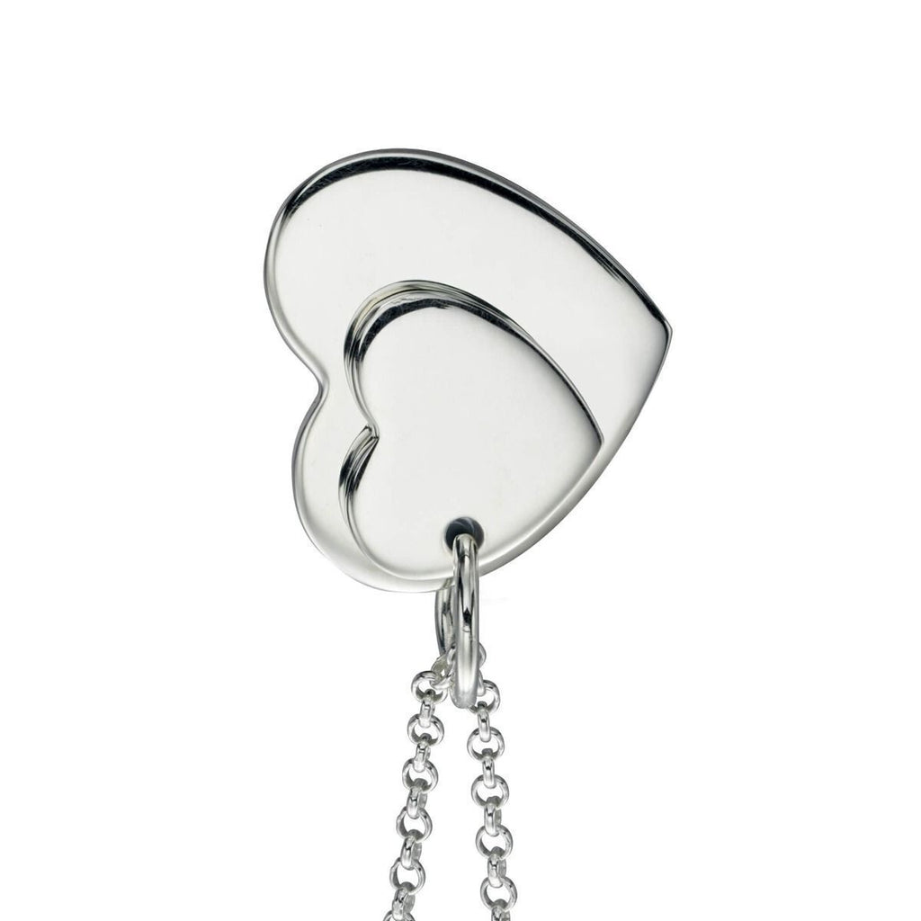 Engravable Double Heart Tag Pendant Silver 925 Hallmarked All Chain Lengths