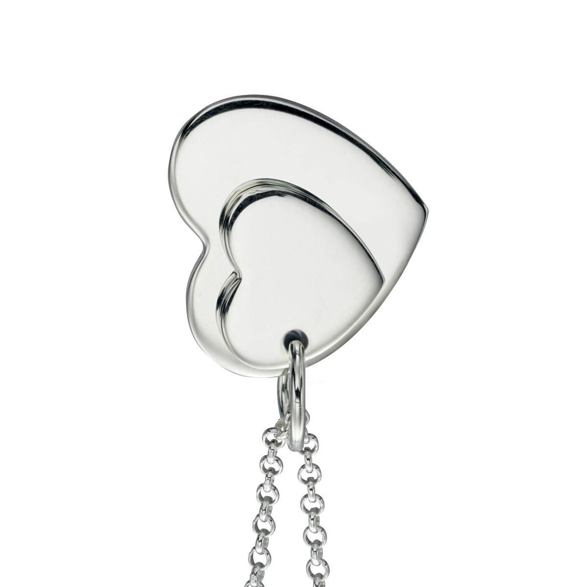 Engravable Double Heart Tag Pendant Silver 925 Hallmarked All Chain Lengths