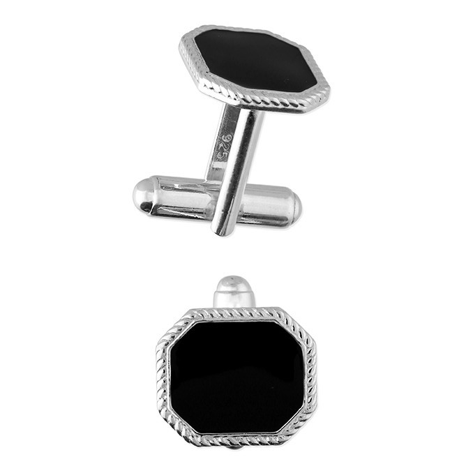 Solid Sterling Silver Octagonal Cufflink Set Men's 925 Hallmarked British Made