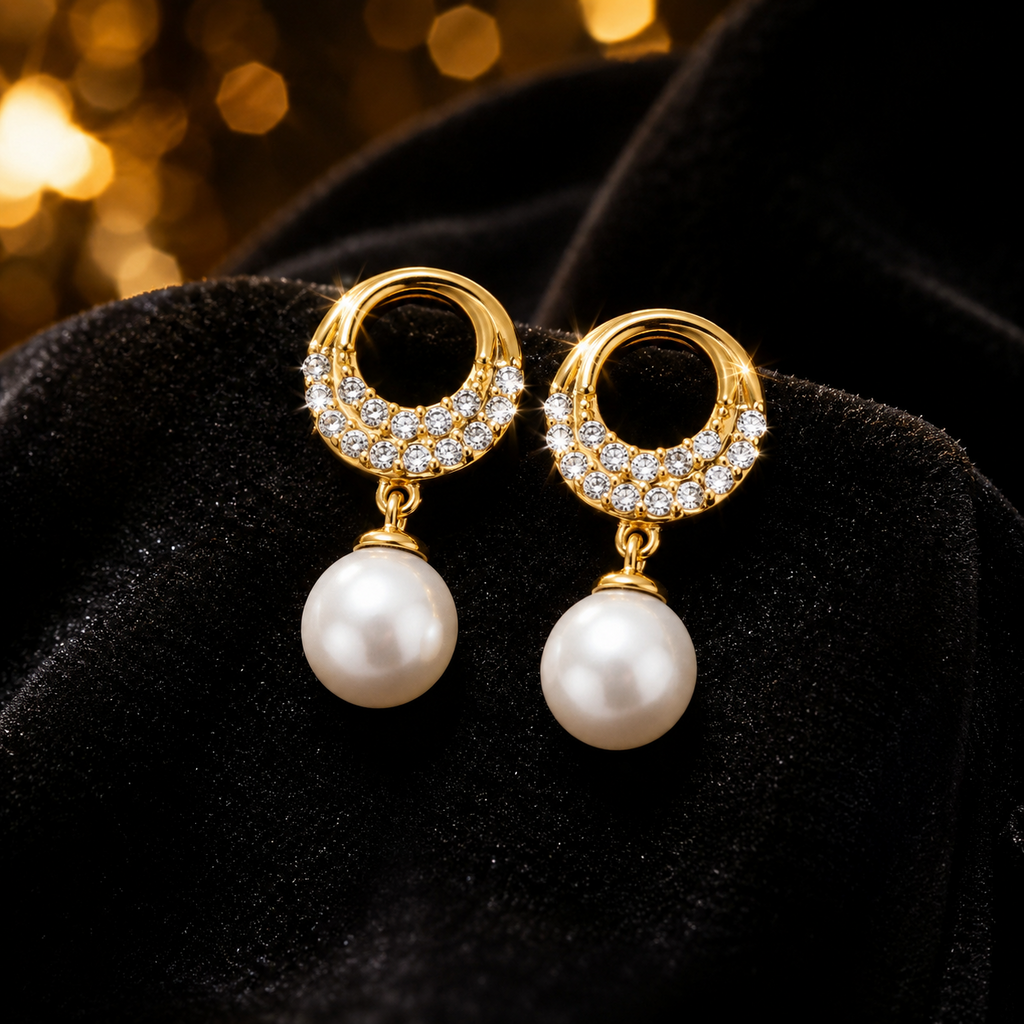 Pearl Statement Drop Earrings 9ct Yellow Gold 375 Hallmarked Brand New