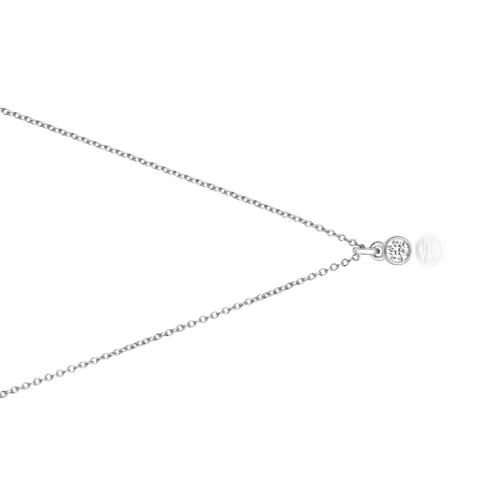 1 Natural Diamond Flush Necklace 18ct White Gold Hallmarked British Made