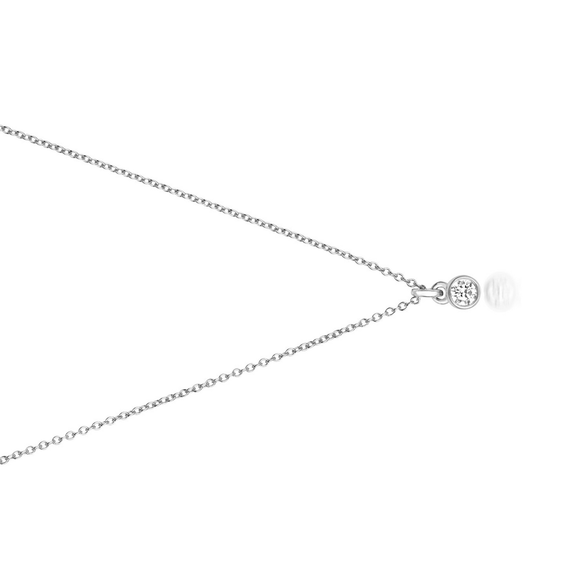 1 Natural Diamond Flush Necklace 18ct White Gold Hallmarked British Made