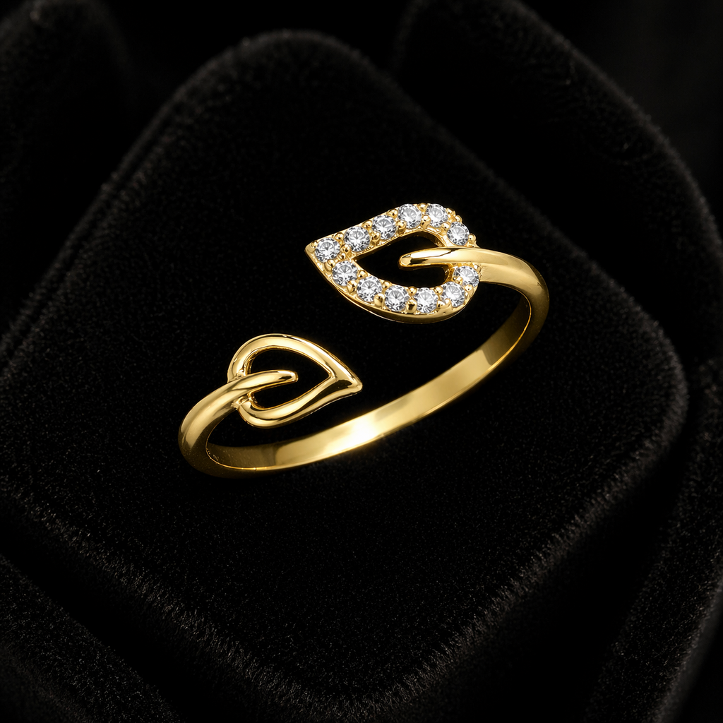 Gemstone Leaf Wrap Ring 9ct Yellow Gold Hallmarked Sizes J - R British Made