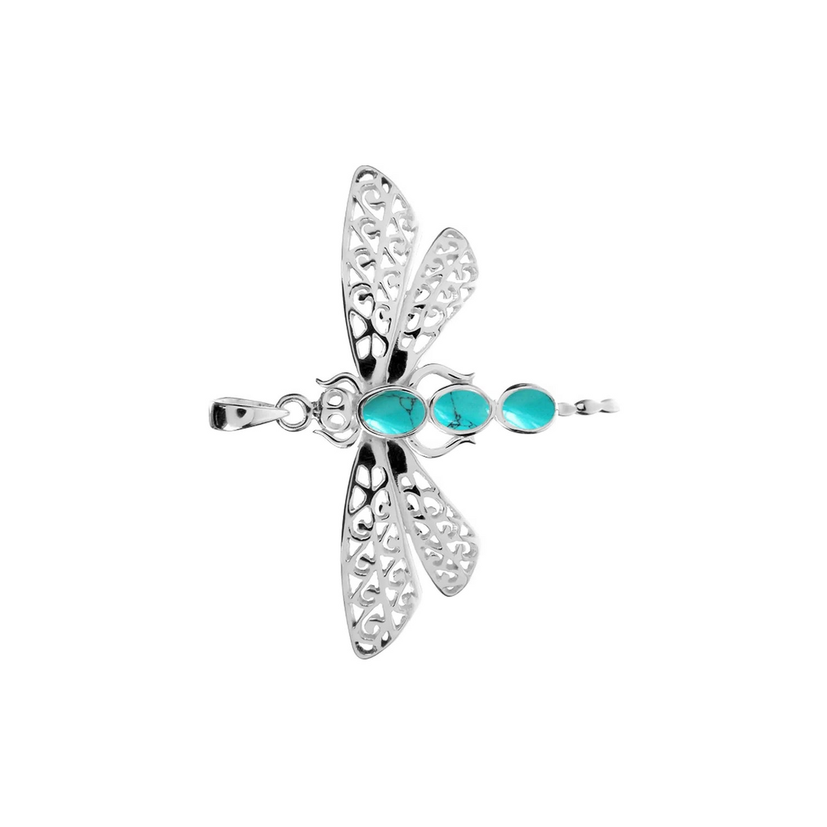 Turquoise Dragonfly Pendant Sterling Silver 925 Hallmarked All Chain Lengths