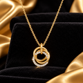 Ladies Interlocking Circle Necklace 9ct Yellow Gold 375 Hallmarked British Made