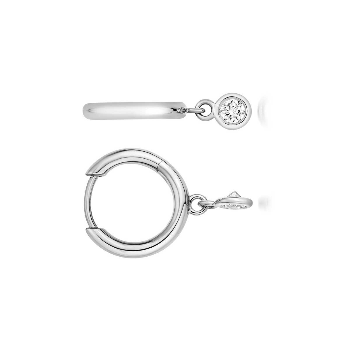 1 Lab-Grown Diamond Drop Hoop Earrings 18ct White Gold Hallmarked British Made