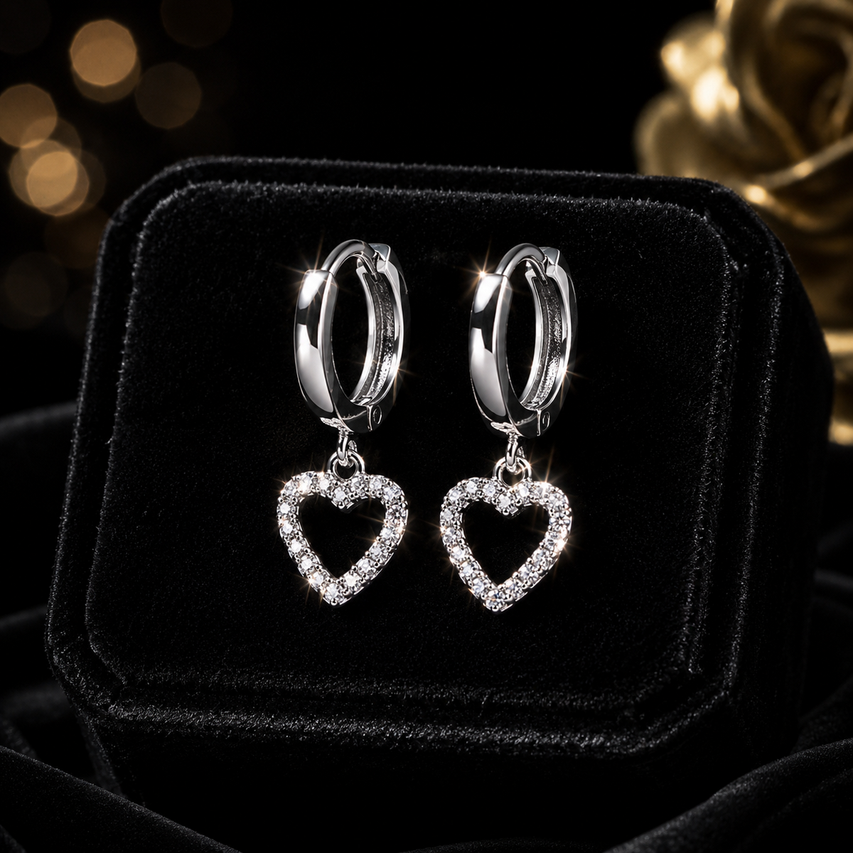 Mariah Heart Hoop Huggie Earrings Sterling Silver 925 Hallmarked Brand New Boxed