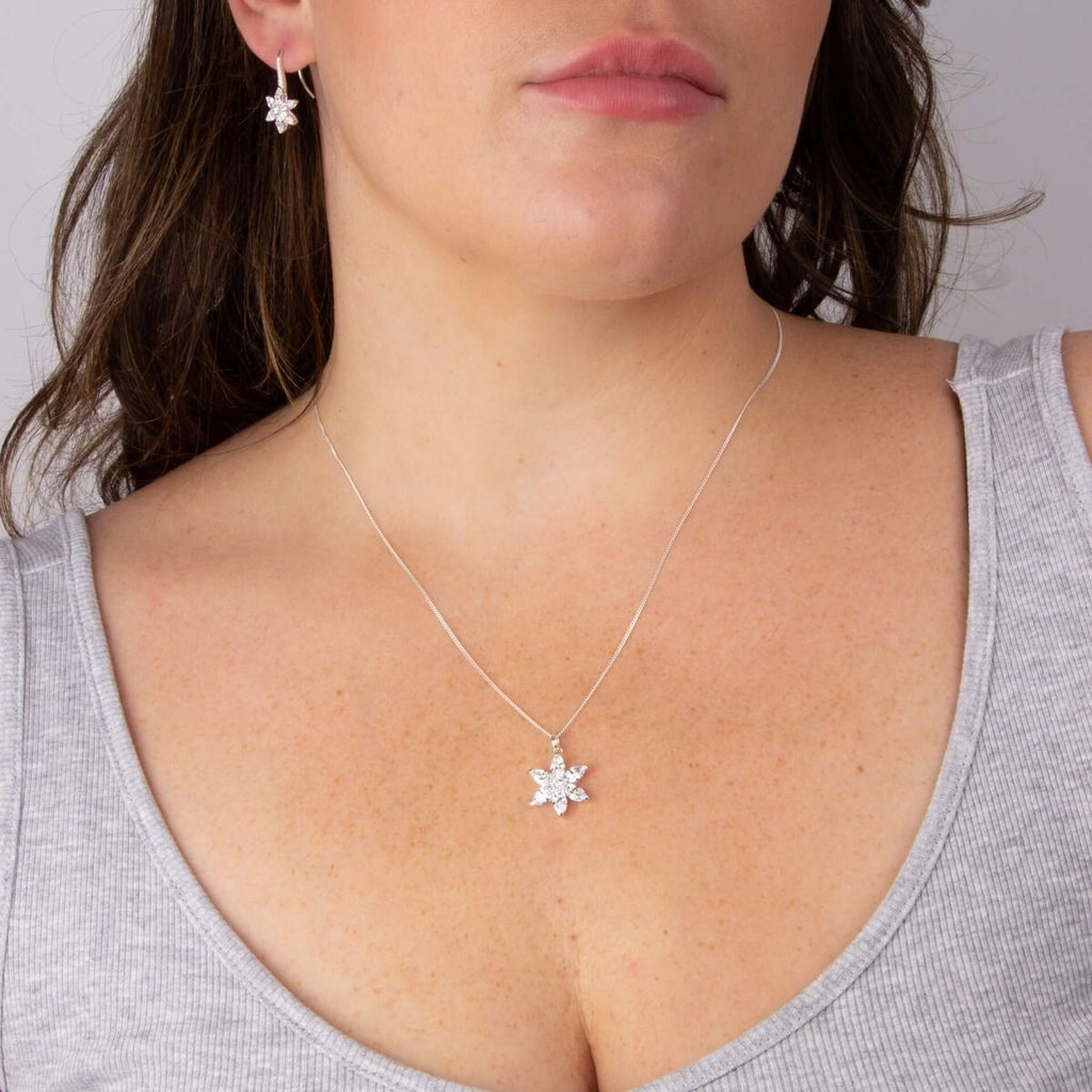 Floral Gemstone Pendant Sterling Silver 925 Hallmarked All Chain Lengths