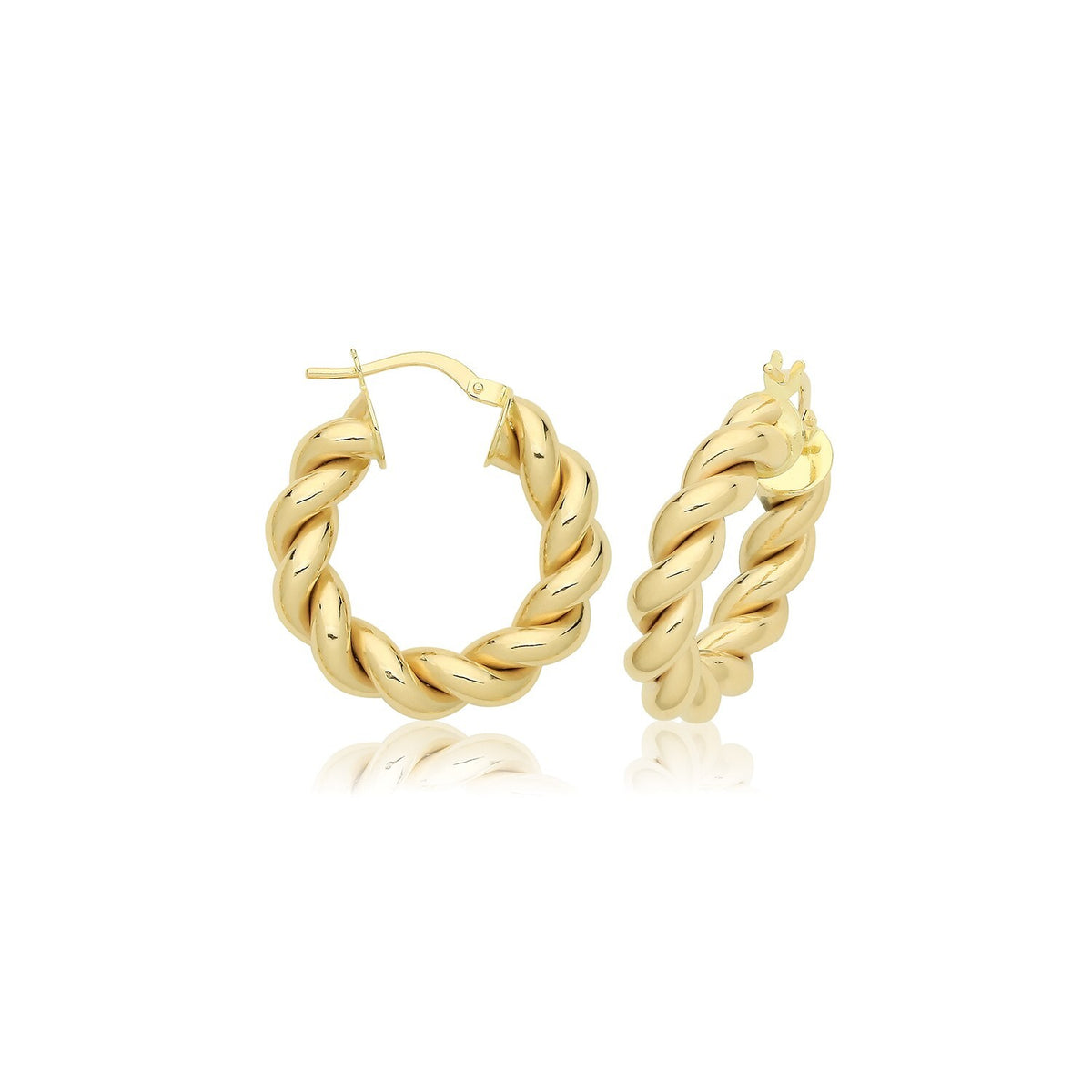 9ct Yellow Gold Chunky Plaited Hoop Earrings 375 Hallmarked 15mm - 30mm Diameter