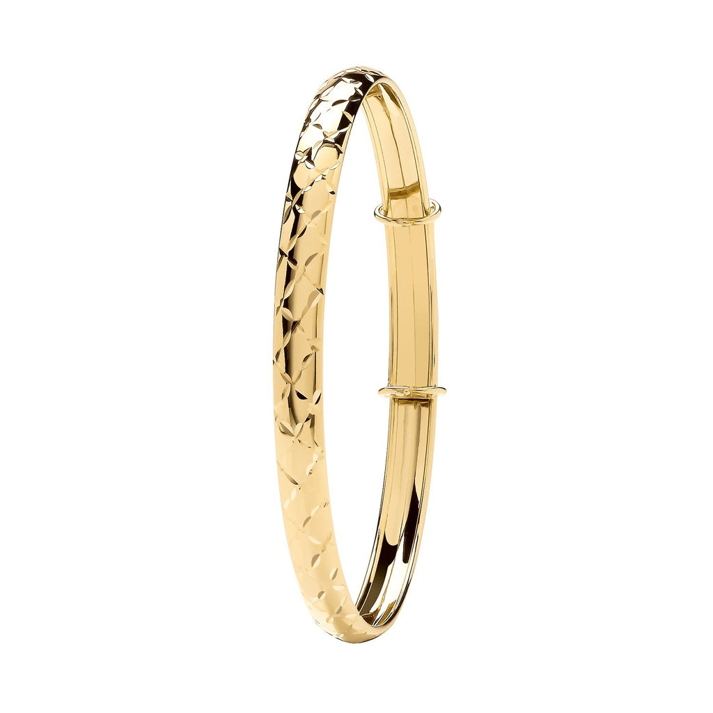 9ct Yellow Gold DC Expandable Bangle 375 Hallmarked British Made Brand New