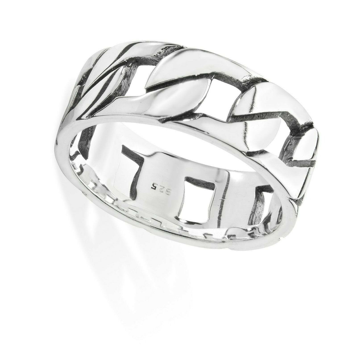 Men's Sterling Silver Chain Ring Engagement Gents 925 Hallmark Sizes R - Z