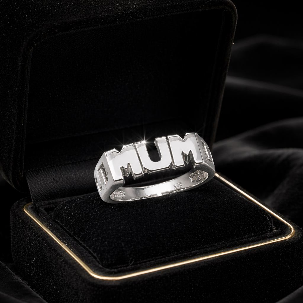 Mum Ring Sterling Silver 925 Hallmarked Size British Made L - U (Mothers Day)