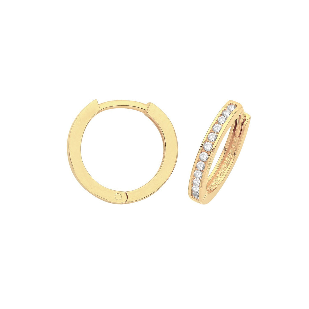 9ct Yellow Gold 12 Stone Hoop Earrings British Made 375 Hallmark Brand New Boxed