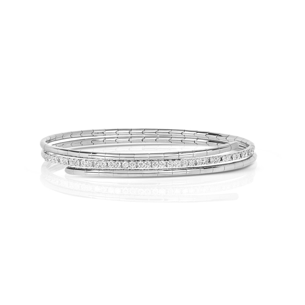 Wrap Natural Diamond 18ct White Gold Bangle 375 Hallmarked British Made