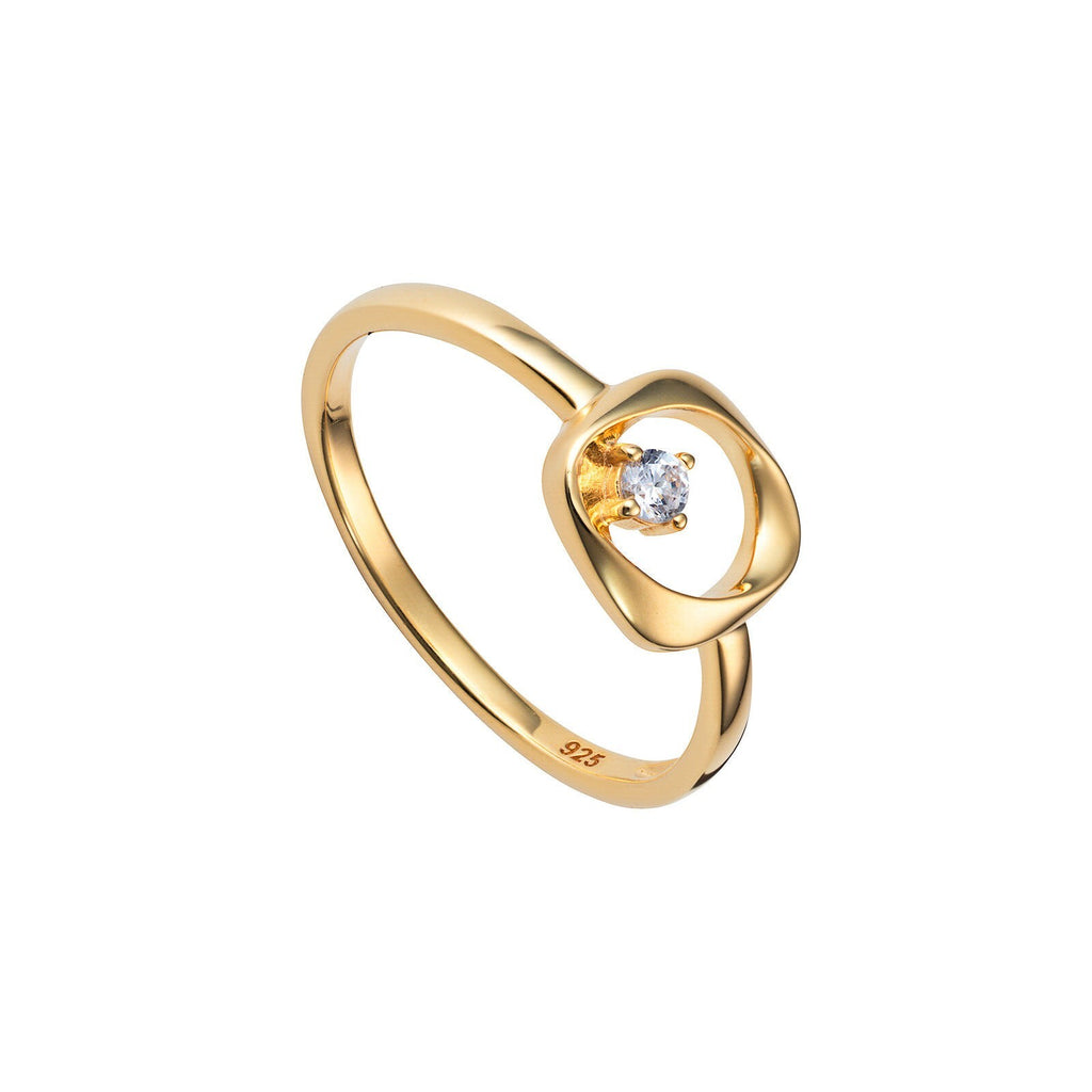 Solitaire Dome Ring 9ct Yellow Gold Plated Hallmarked Size J - R British Made
