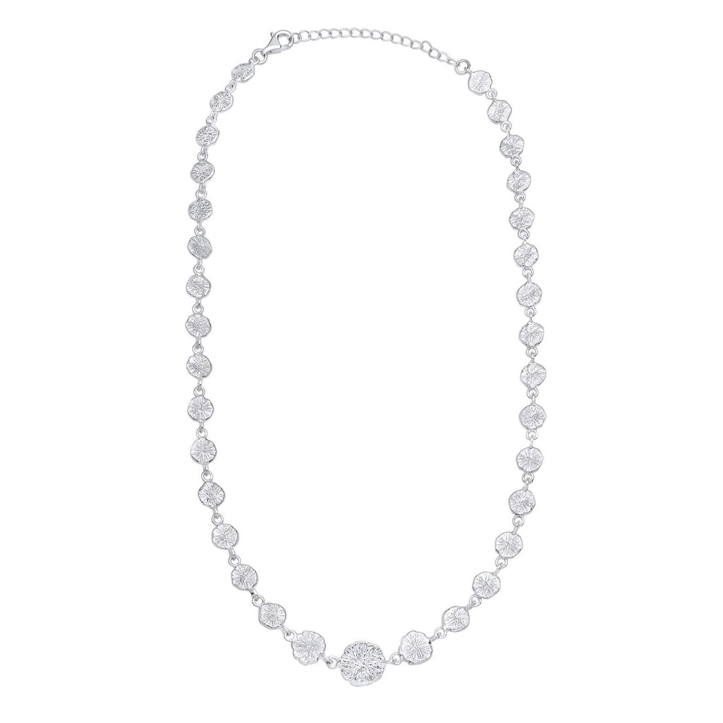 Spray Textured Disc Chain Necklace Sterling Silver 925 Hallmark Brand New Boxed