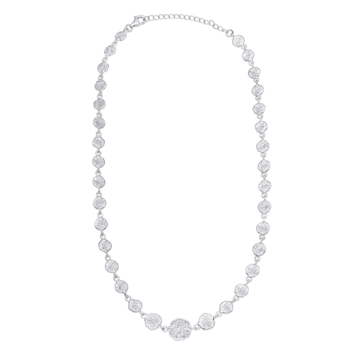 Spray Textured Disc Chain Necklace Sterling Silver 925 Hallmark Brand New Boxed