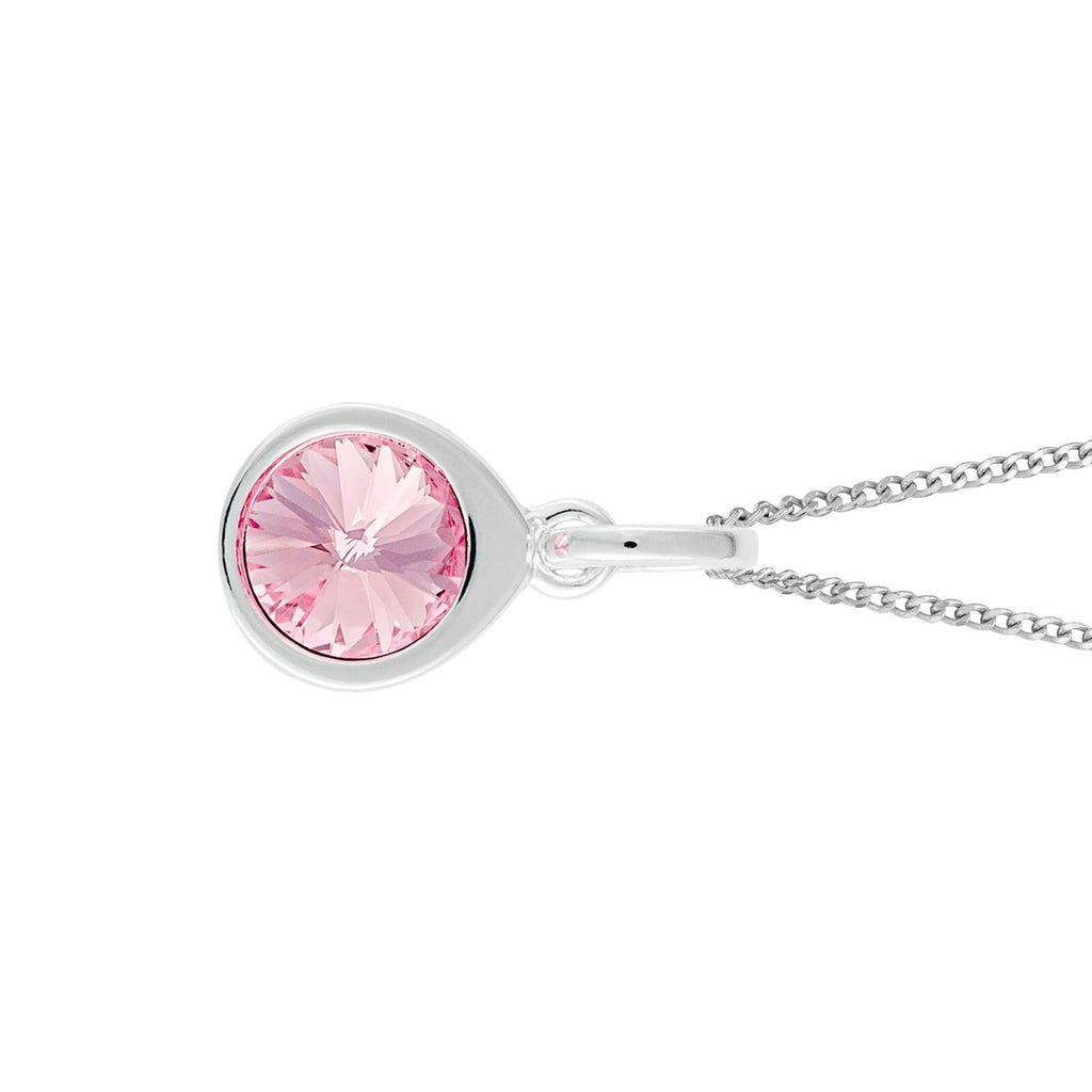 Pink Crystal Teardrop Pendant Sterling Silver 925 Hallmarked All Chain Lengths