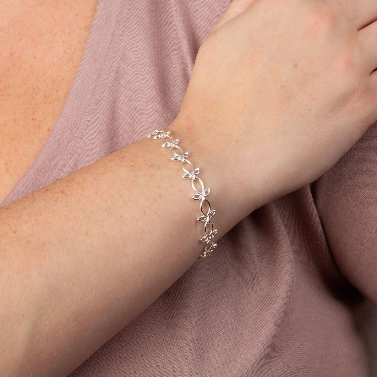 Leaf Trio Chain Bracelet Sterling Silver 925 Hallmarked Brand New Boxed