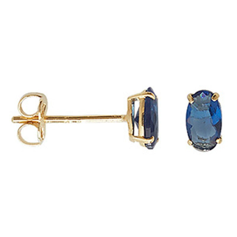 Oval Sapphire Stud Earrings 9ct Yellow Gold 375 Hallmark British Made Brand New
