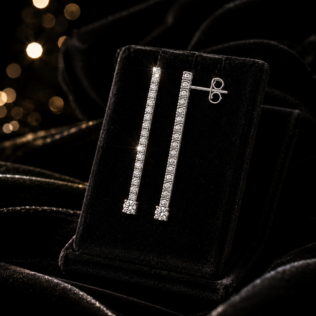 19 Natural Diamond Drop Earrings 18ct White Gold Hallmarked British Made