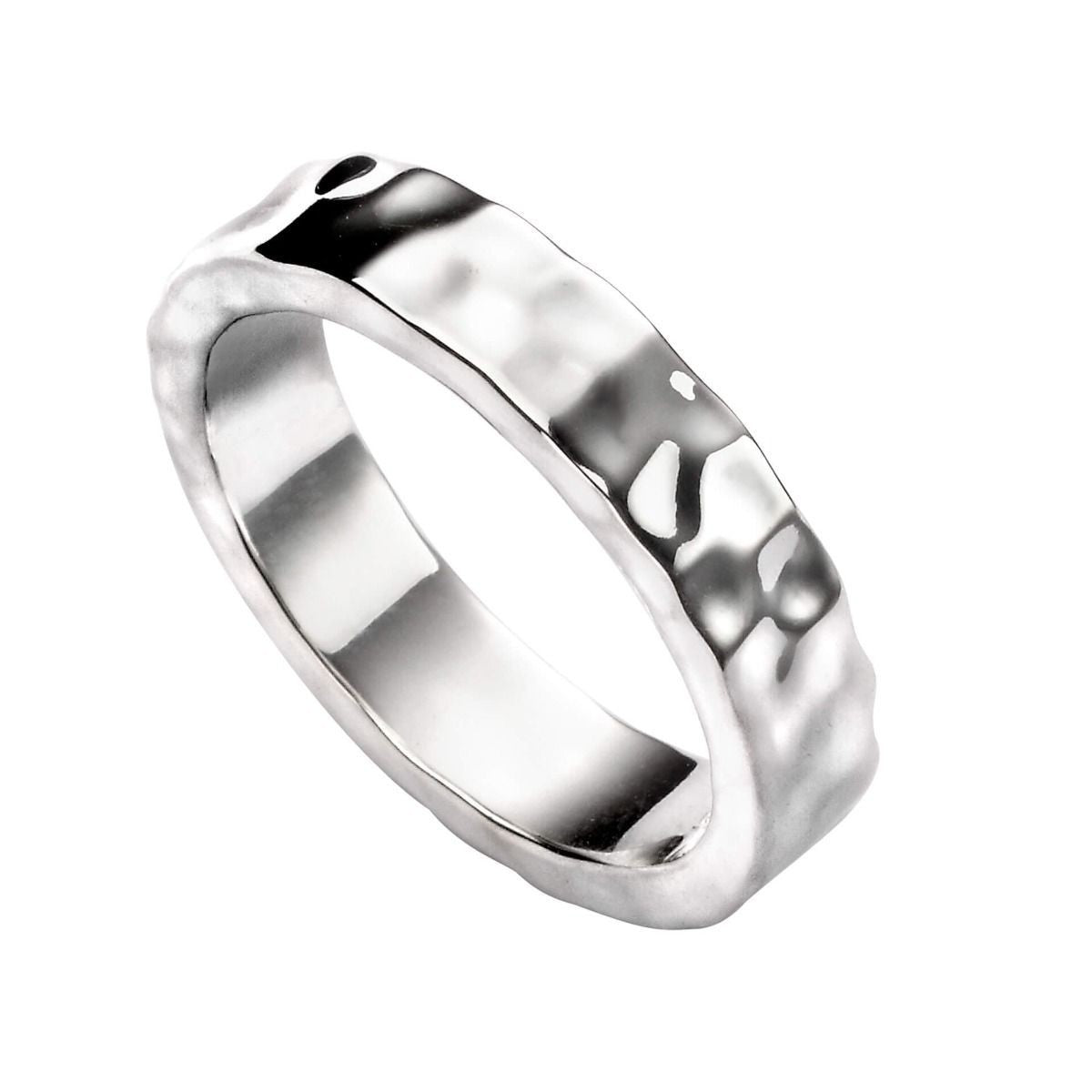 Sterling Silver Solid Hammered Band Ring 925 Hallmarked Size Q - Z