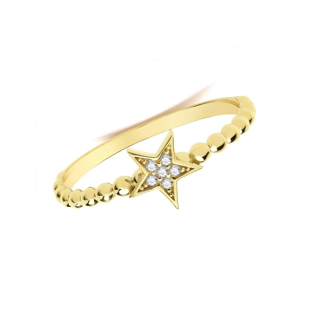 Star Bobble Ring 9ct Yellow Gold Hallmarked Sizes J - T British Made