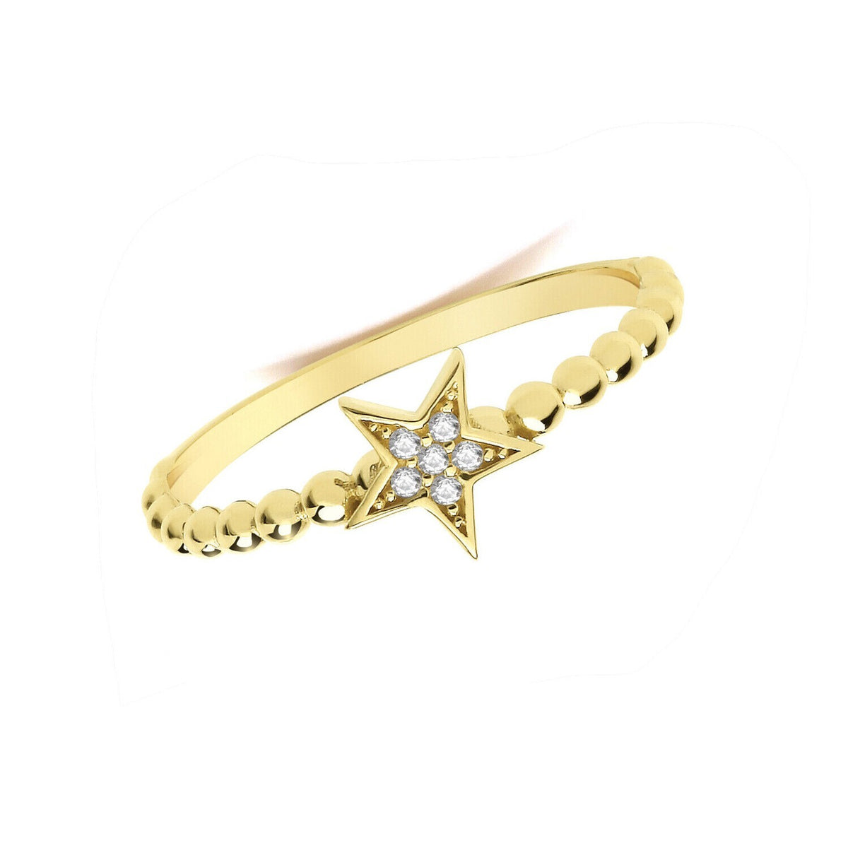 Star Bobble Ring 9ct Yellow Gold Hallmarked Sizes J - T British Made