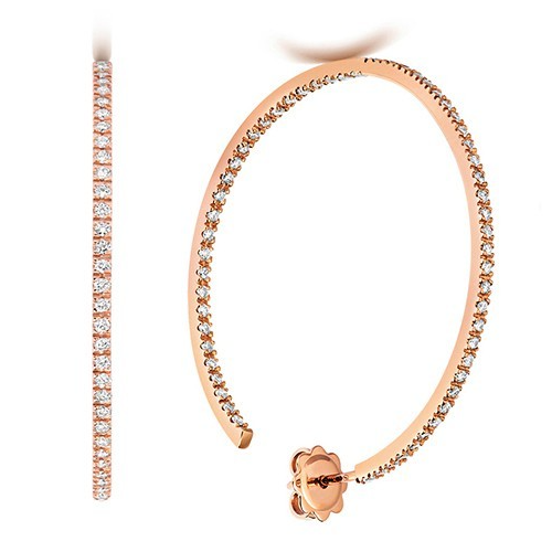 40mm Natural Diamond Hoop Earrings 18ct Rose Gold Hallmarked British Made