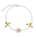 Daisy And Bee Bracelet 18ct Gold On Sterling Silver Hallmarked Adjustable