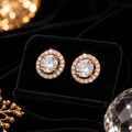 Rose Gold Gemstone Earrings Halo Sterling Silver 925 Hallmark Brand New Boxed