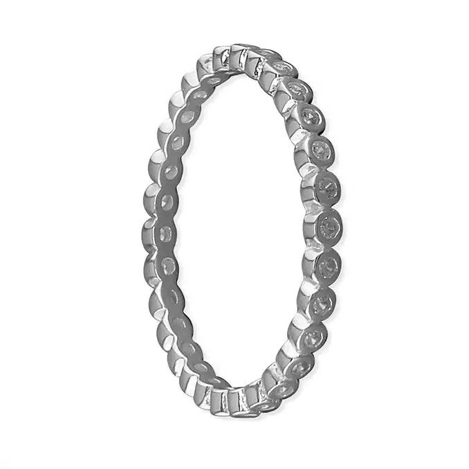 Flush Full Eternity Ring Sterling Silver 925 Hallmarked British Made Size L - R