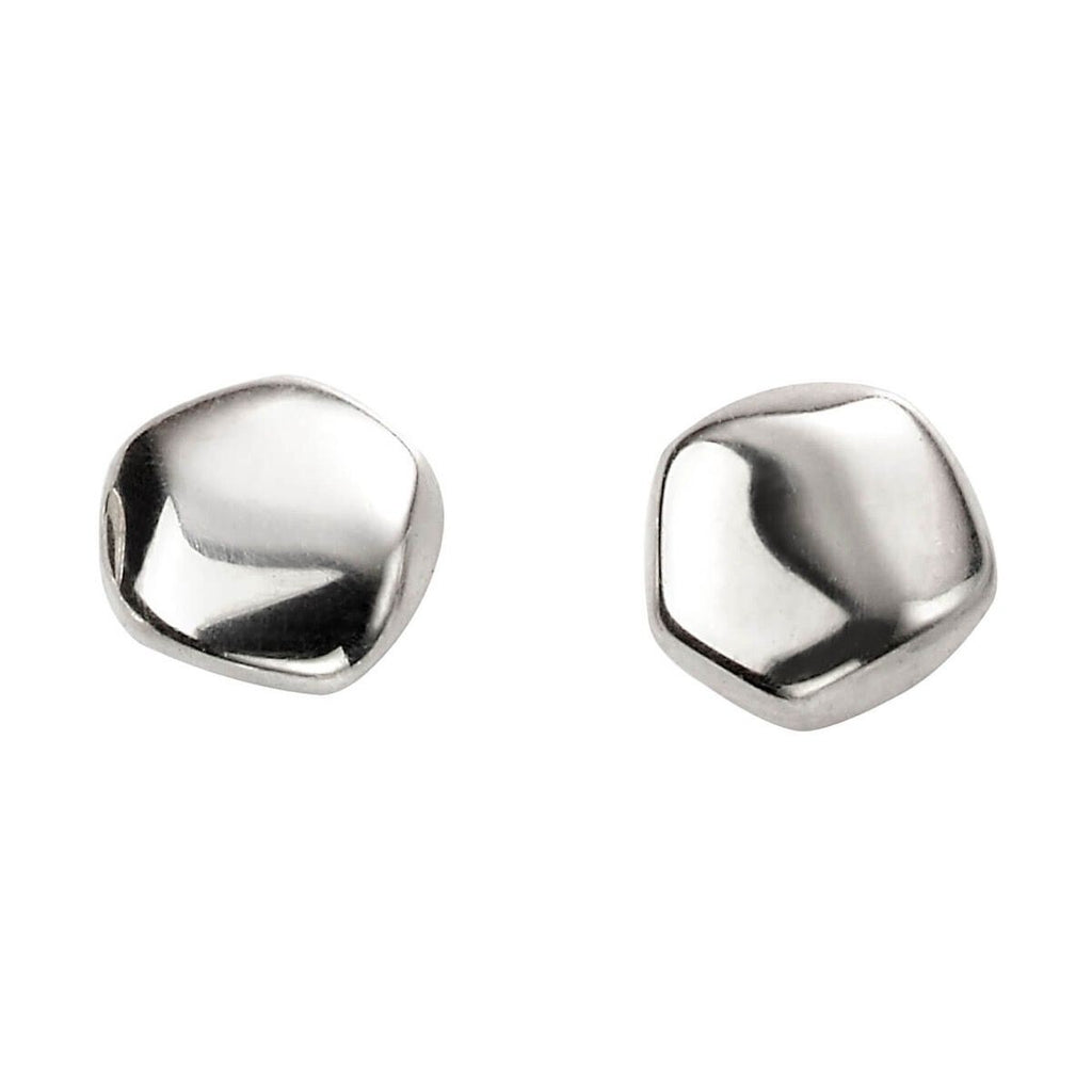 Organic Shaped Stud Earrings Sterling Silver 925 Hallmarked British Made
