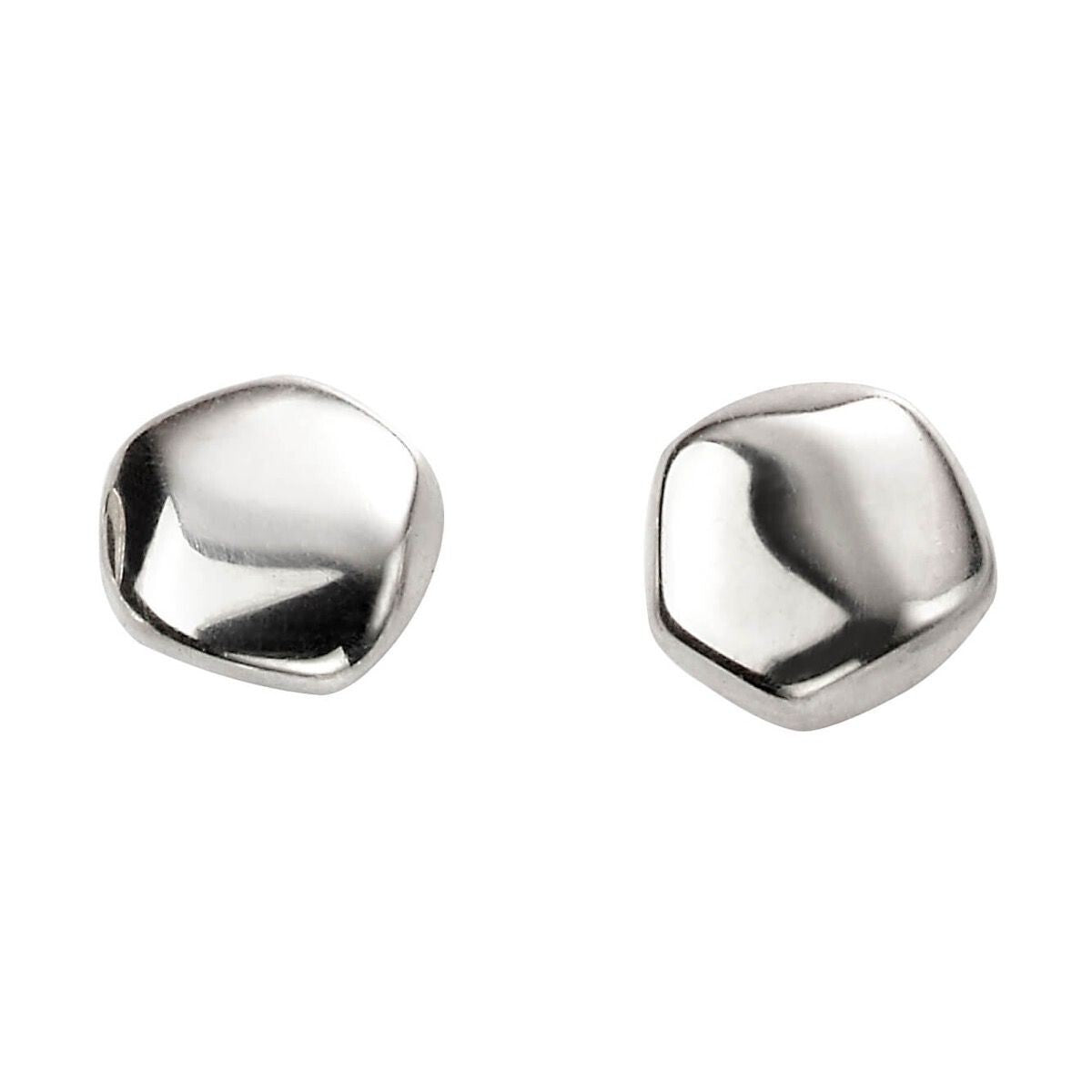 Organic Shaped Stud Earrings Sterling Silver 925 Hallmarked British Made