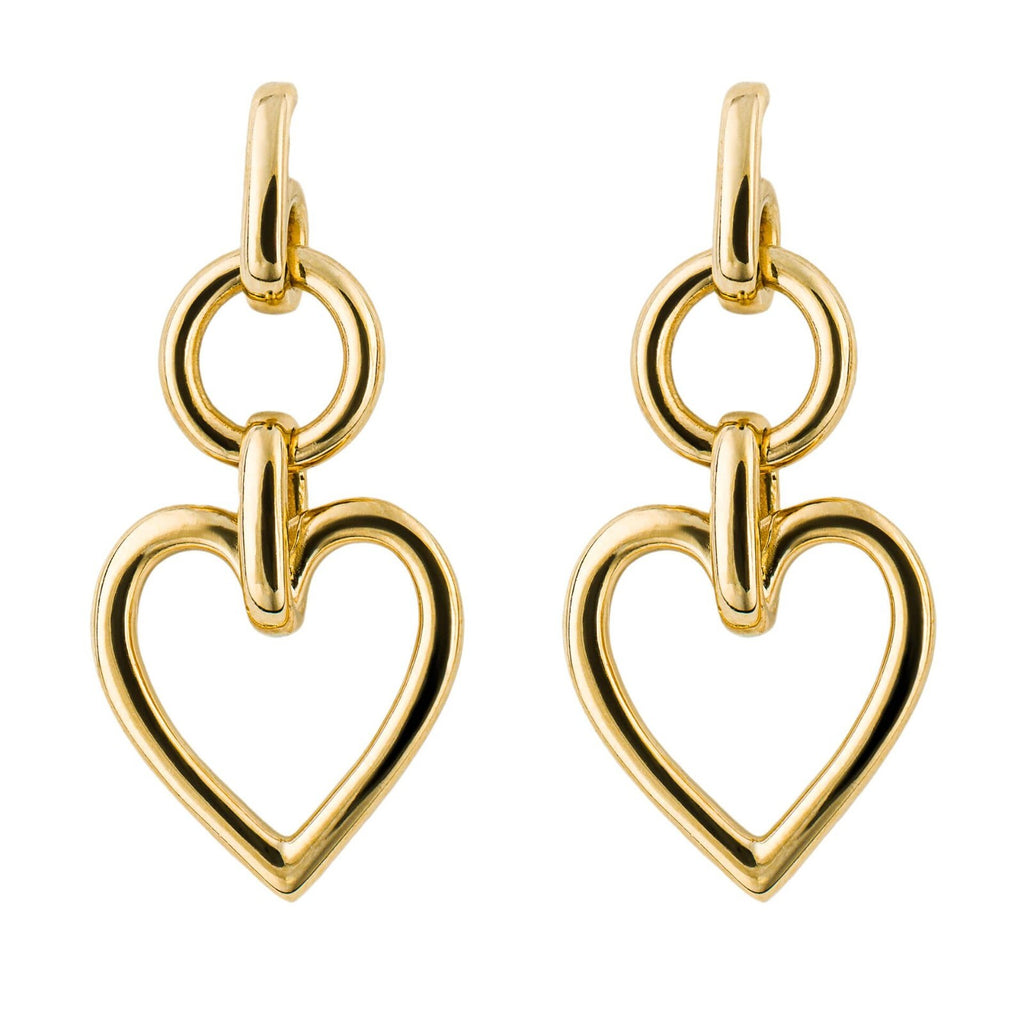 Open Heart Drop Earrings 9ct Yellow Gold Plated Hallmarked Brand New Boxed