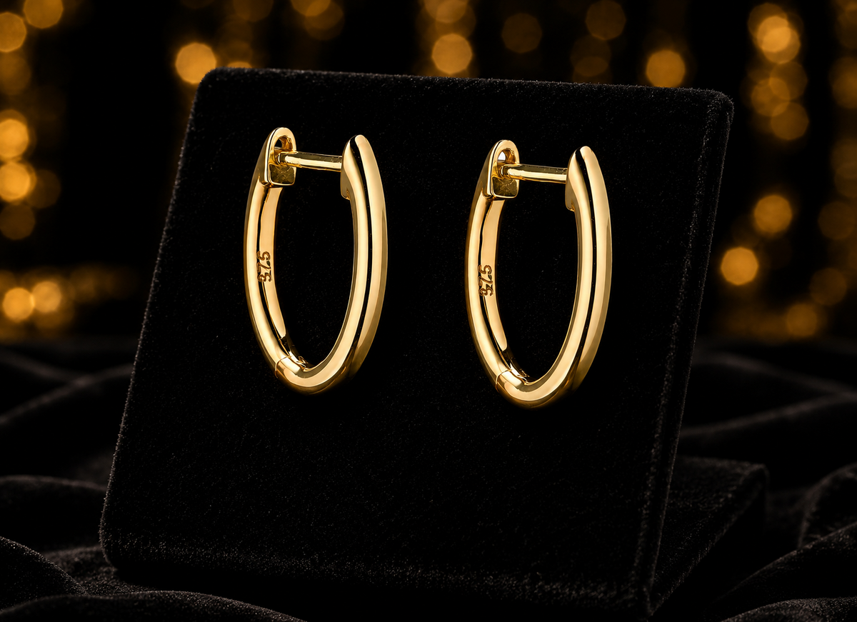 13mm Huggie Hoop Earrings 9ct Yellow Gold 375 Hallmarked British Made