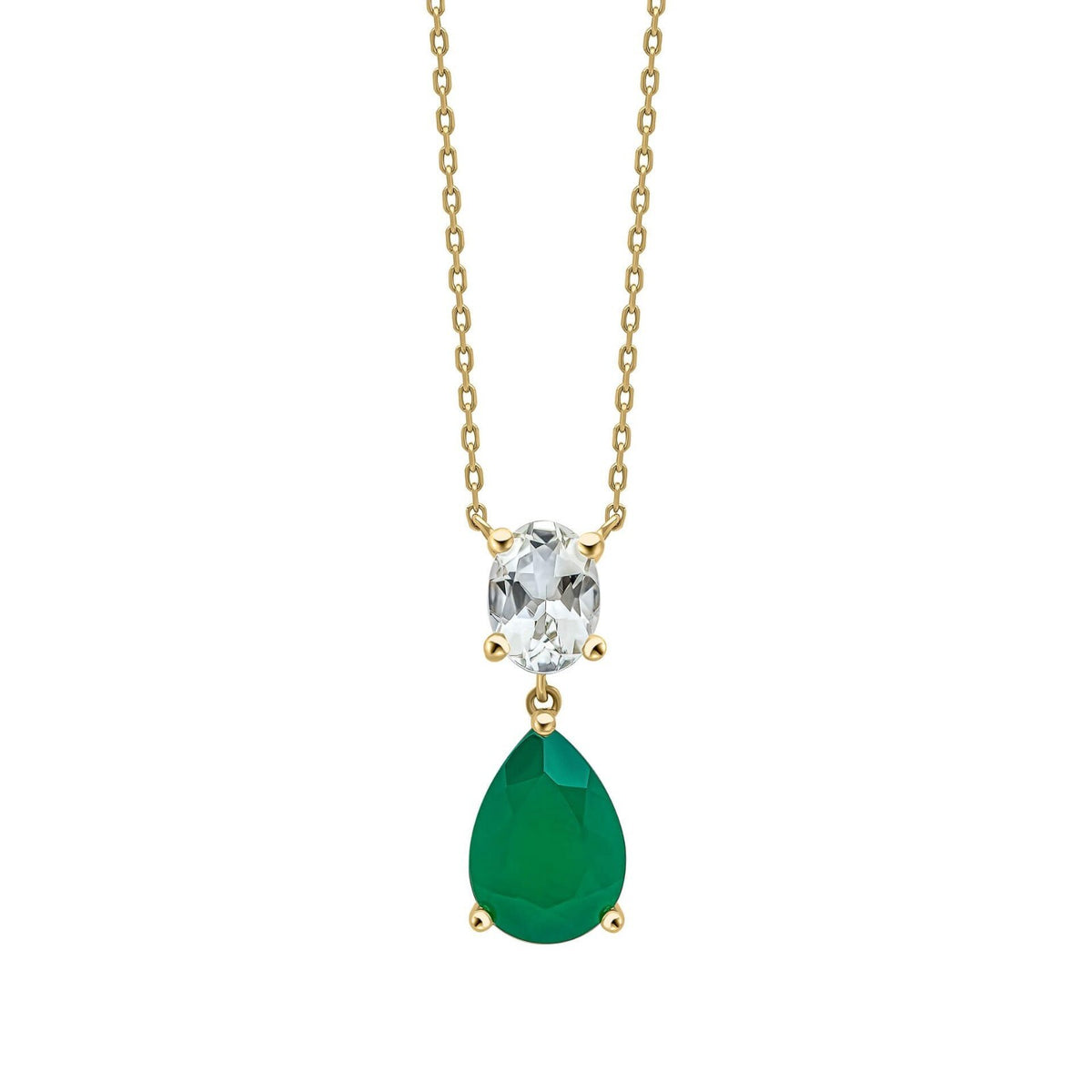Drop Amethyst And Onyx Necklace 9ct Yellow Gold 375 Hallmark British Made 46cm