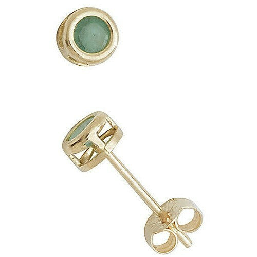 Yellow Gold Emerald Earrings Solitaire Natural Stone 375 9 Carat New Boxed