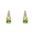 Green Sapphire & Diamond Stud Earrings 9ct Yellow Gold 375 Hallmark British Made
