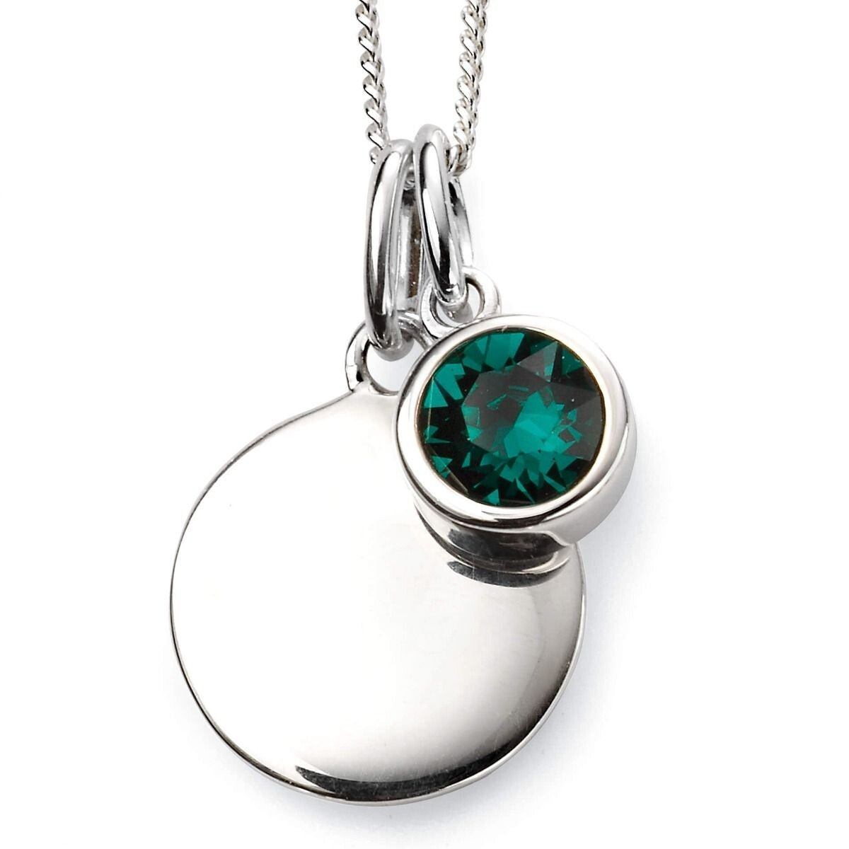 Engravable Solitaire Emerald Pendant and Earrings Set Solid Sterling Silver