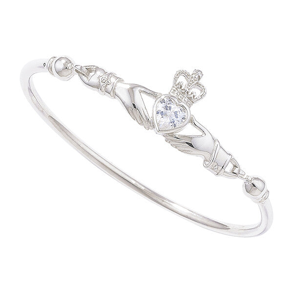 Sterling Silver Claddagh Bangle Gemstone British Made Hallmarked Brand New 