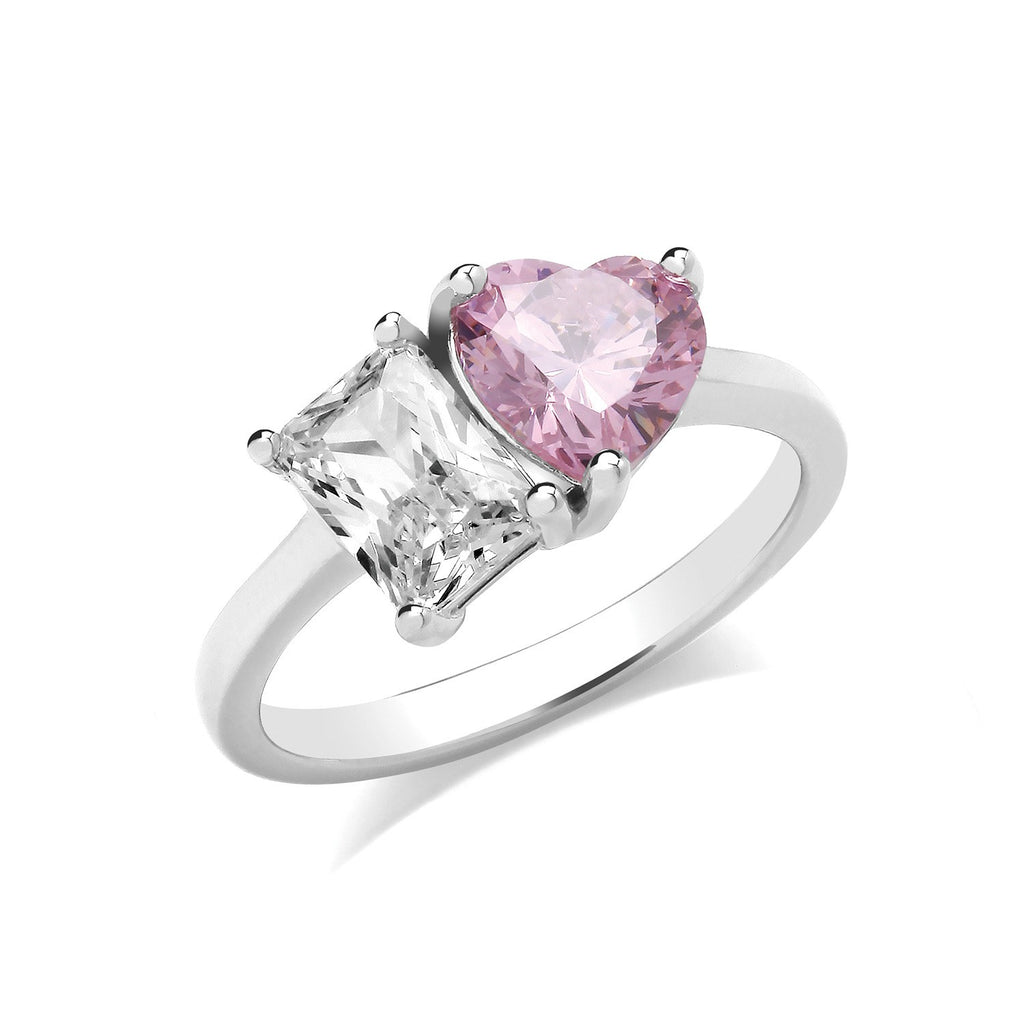 Pink Topaz Heart Ring Sterling Silver 925 Hallmark Size British Made Sizes M - X