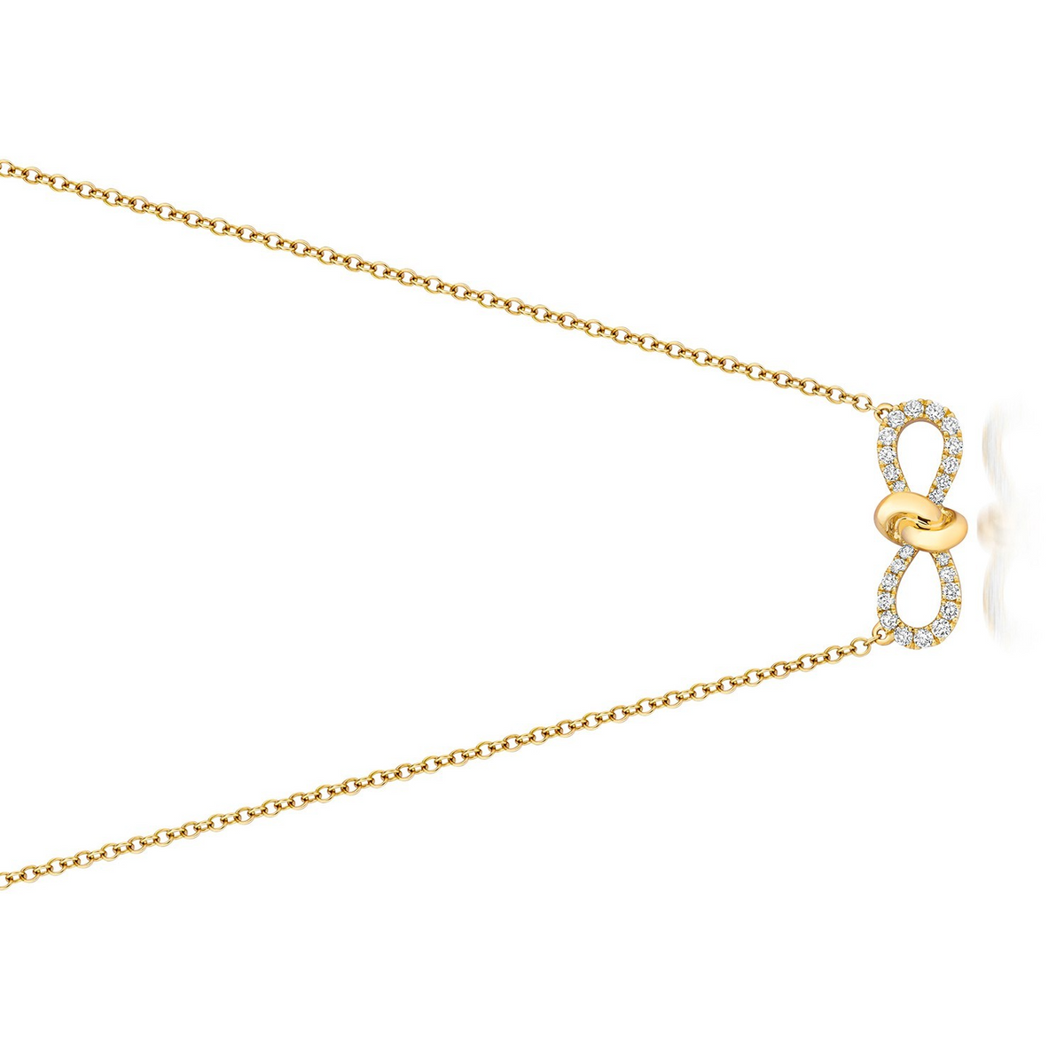 24 Natural Diamond Bow Necklace 18ct Yellow Gold Hallmarked British Made
