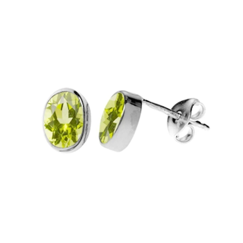 6mm Natural Oval Peridot Earrings Sterling Silver 925 Hallmarked Brand New