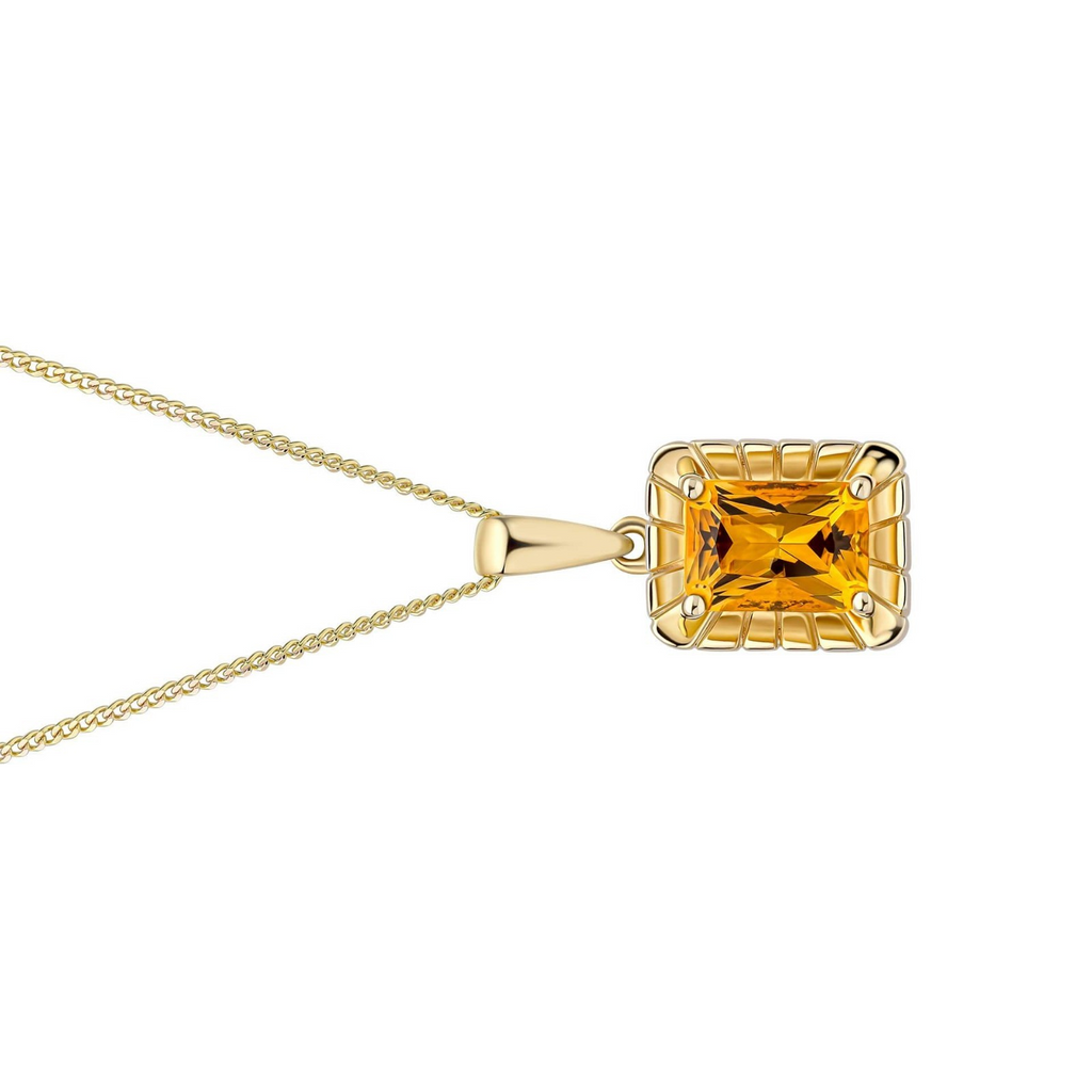 Natural Solitaire Citrine Pendant 9ct Yellow Gold 375 Hallmarked British Made